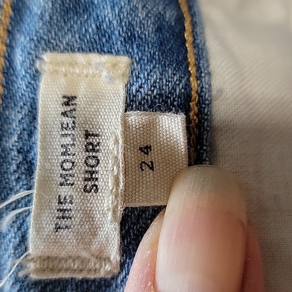 Madewell, Size 24 "The Momjean Short", Light Wash with Med Wash Under Holes. EUC - Picture 3 of 11